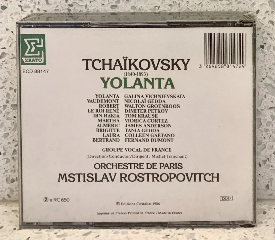 TCHAIKOVSKY Iolanta [1984] (2 discs Erato) ROSTROPOVITCH • VICHNIEVSKAÏA • GEDDA - Image 3 of 3