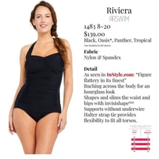 NEW Orig$139 Ruby Ribbon RED Riviera One Piece Swimsuit Bathing Suit 16/18 NWT