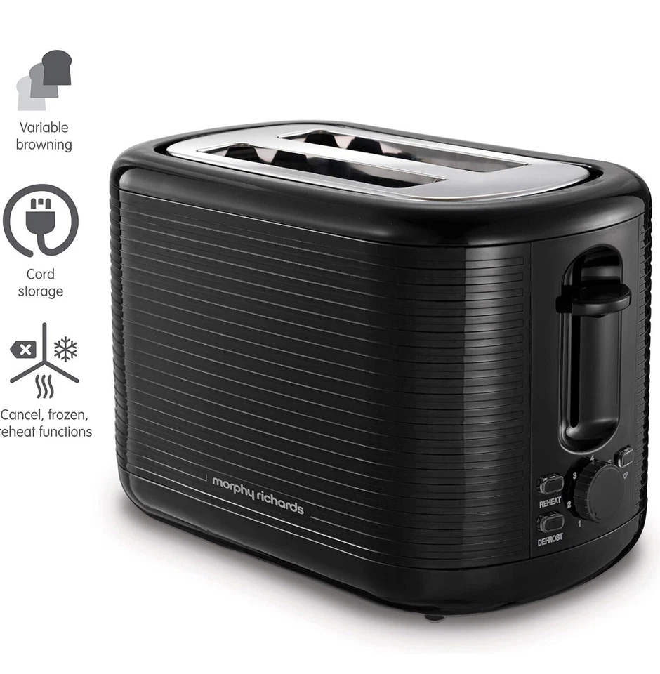 Toaster Morphy Richards 2 Slicer Variable Browning Cord Storage Arc Black NEW - Image 2 of 4