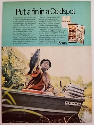 #ad #ad 1968 Print Ad Sears Coldspot Freezers Boat amp; Outboard Motor $12.78