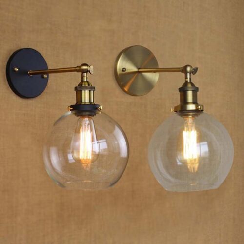 Retro Industrial Wall Sconce Lighting Globe Glass Wall Mount Light Loft Lamp - Picture 1 of 14