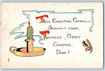 Christmas Postcard Candle Light Shining Clear Twinkles Anson Maine ME 1914