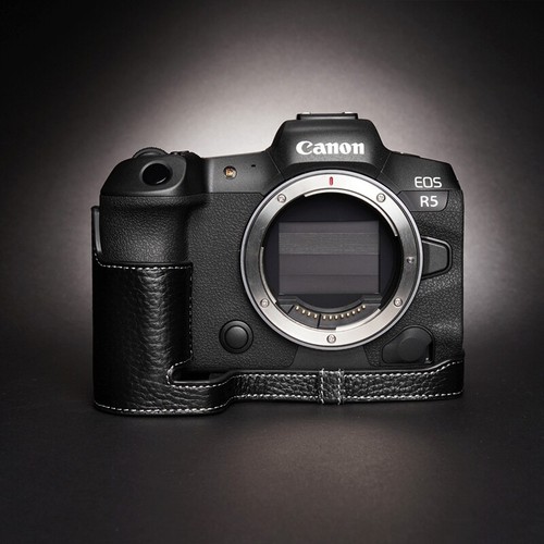 Handmade Genuine Leather Half Camera Case Covers For Canon EOS R5 EOS R6 - Picture 3 of 15