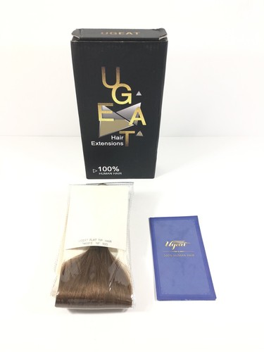 Extensiones de cabello Ugeat 16 pulgadas punta plana cabello humano piano marrón oscuro a rubio 50 g - Imagen 2 de 7