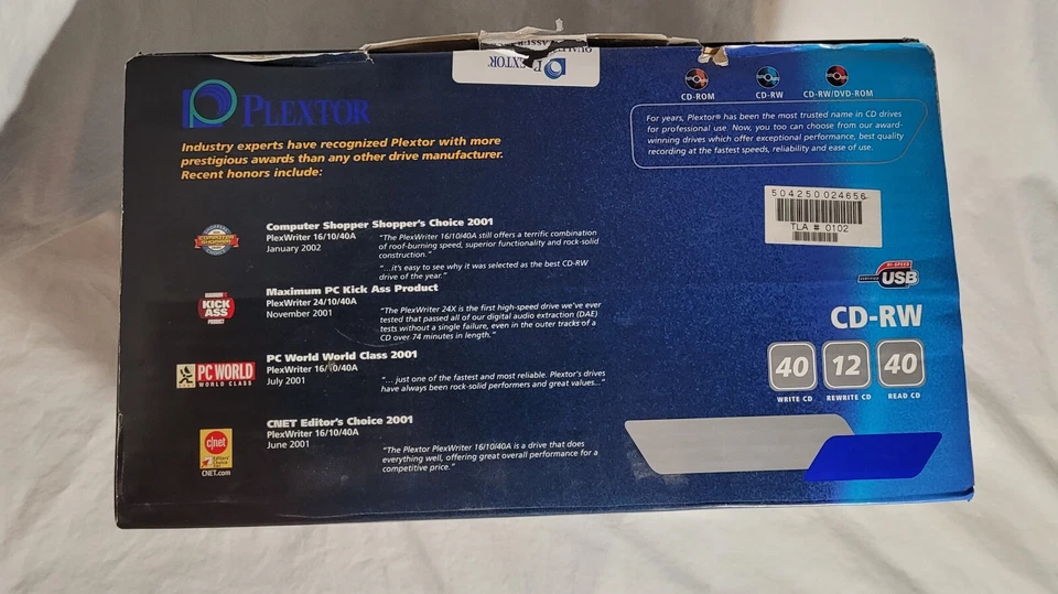 Plextor PlexWriter 40/12/40U PX-W4012TU CD-RW Drive USB External Complete In Box - Image 3 of 4