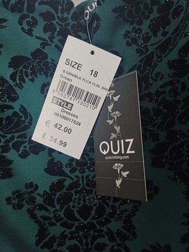 Quiz Size 18 glittery straight Evening Dress Dark Green & Black BNWT tag £34.99 - Picture 5 of 5