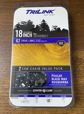 TRILINK S62 18” Saw Chain Poulan Black Max Husqvarna Craftsman 15062X2TLW 2-Pack