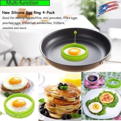 4PCS NEW Egg Fried Mold Silicone Ring Pancake Silica Gel Kitchen Cooking Tool US