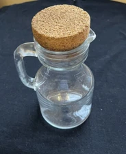 Clear Glass Milk Pitcher Cork Lid Italy 6.5"