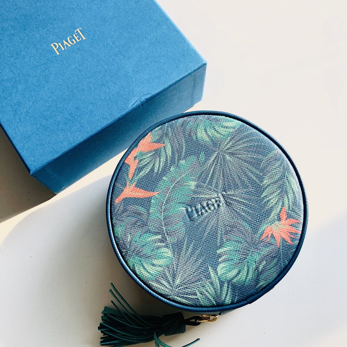 Piaget Leather Zip Around Cylinder Jewelry Case for VIP Authentic