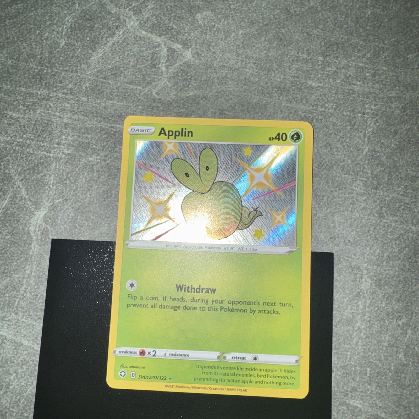 Pokemon TCG Shining Fates Shiny Vault Applin Holo Card SV012/SV122 NM