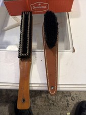 Horse Hair Table And Lint Brushes Wood And Leather. Unbranded