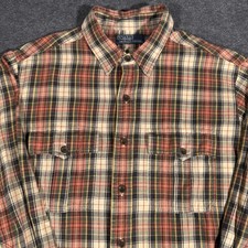 Polo Ralph Lauren Shirt Mens Large Plaid Double Chest Pocket Long Sleeve Oxford
