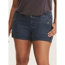 TORRID Plus Size 28 Twill Military Cargo Shorts Dark Cotton Blend