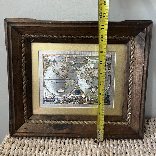 Nova Totivs Terrarvm Gold Foiled World Map Silvery Fantasy 13.5” X 11” Framed - Picture 7 of 7