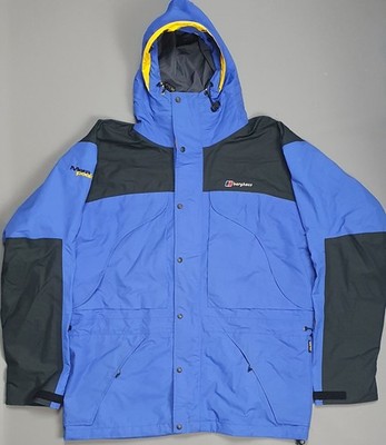 BERGHAUS Mera Peak Goretex Jacket Mens Large Waterproof Hooded Rain Coat Blue