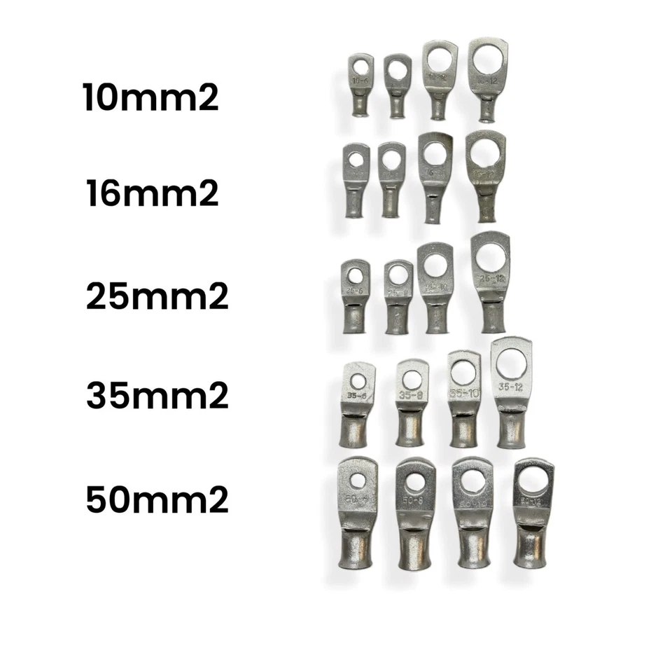 Copper Lug Battery Welding Cable Connector Tube Terminal Ring Crimp ALL SIZES UK - Image 4 of 4