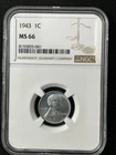 1943 1C  Lincoln Wheat One Cent NGC MS66   8155835-041