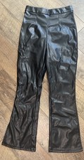 PrettyLittleThing Faux Leather PantsWomen's SZ 4 Black Flare High Rise