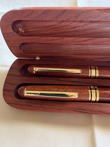 VTG Rosewood Ballpoint Pen & Mechanical Pencil Set Engraved USPS Memorabilia - Picture 5 of 12