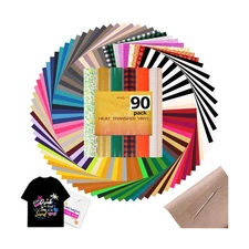 HTVRONT HTV Heat Transfer Vinyl Bundle, 90 Pack 12" x 10" Iron on V... Fast Ship