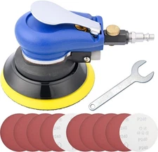 5 Inch Air Random Orbital Sander Pneumatic Palm Sander tool with 10 Pcs Sandp...