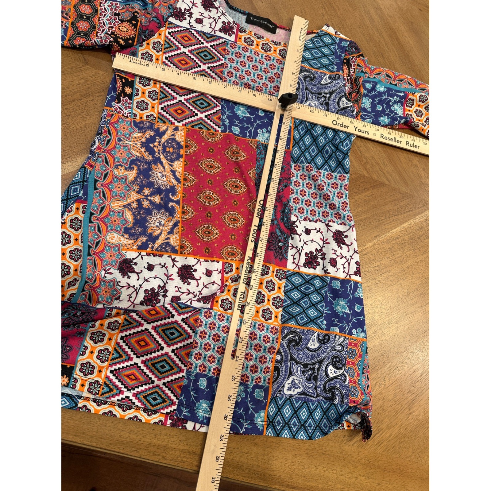 Travel Elements Patchwork Print Tunic Dress 3/4 S… - image 8