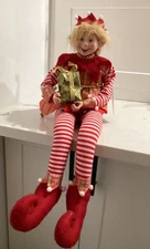 Christmas Fairy Elf Shelf Sitter 24” Posable Mantel Tabletop Jingles & Joy