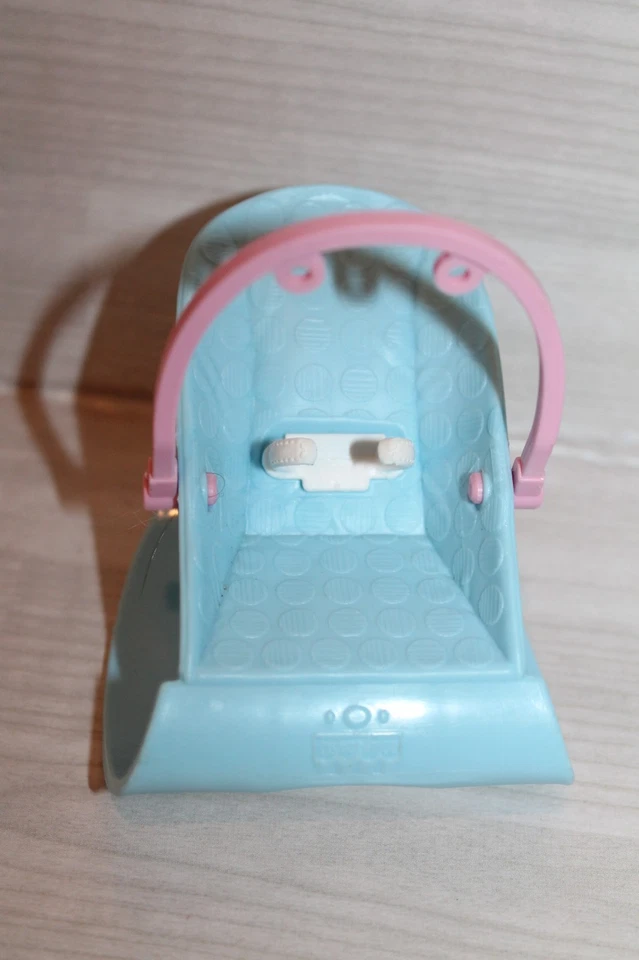 Asiento gorila bebé Barbie Mattel juguete azul y rosa con clip de soporte blanco Foto 2 de 2