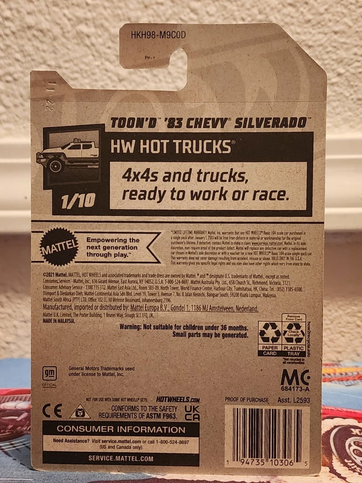 🔥Hot Wheels HW Hot Trucks 1/10 Toon'D '83 Chevy Silverado 93/250 Green🔥 - Image 3 of 3