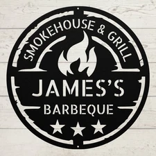 Personalized Barbecue Metal Sign Grill Decor for Backyard, Patio, or BBQ Area