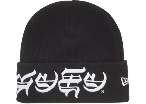 Taille OS Bonnet noir Supreme New Era Blackletter Beanie noir