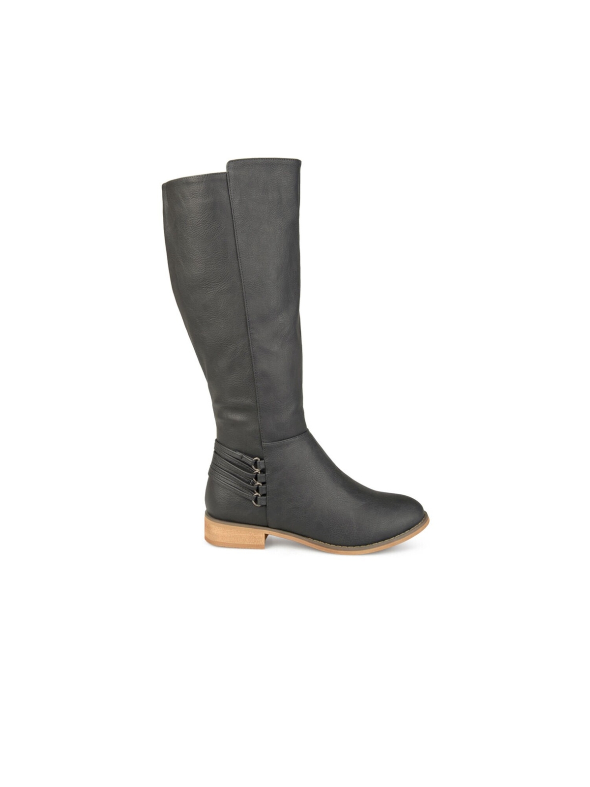 Женские серые ботинки для верховой езды на молнии JOURNEE с ремешками на каблуке с миндалевидным носком и наборным каблуком 8.5