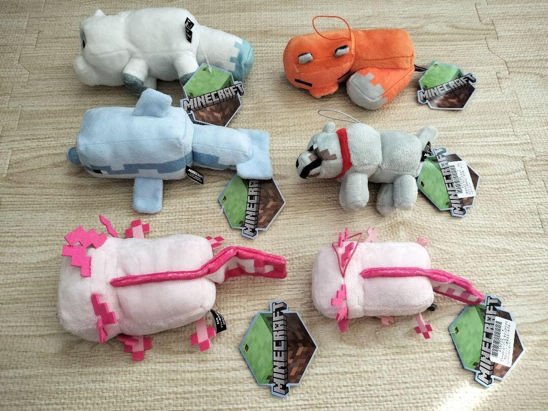 Minecraft dolphin ＆ wooperlouper ＆ Arctic fox Plush Doll Mascot