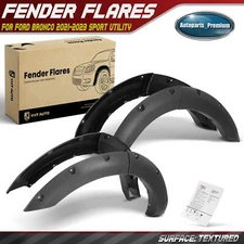 4x Front & Rear Pocket Style Textured Fender Flare for Ford Bronco Sport 21-22
