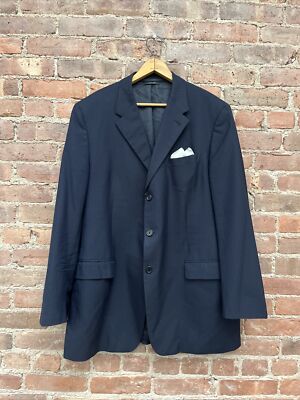 Vintage Prada Men's Suit Jacket, Sz 56R Slim, Blue Stripe
