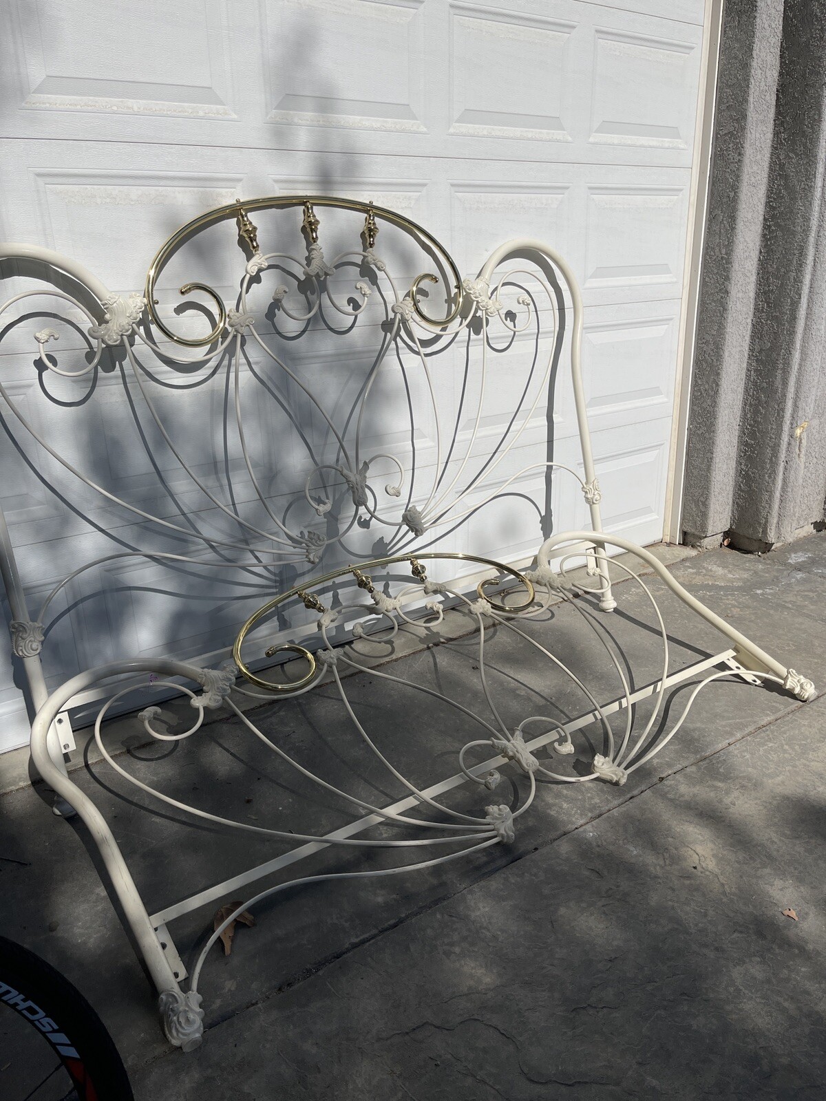 elliotts design White Gold Metal headboard And Footboard Queen Size | eBay