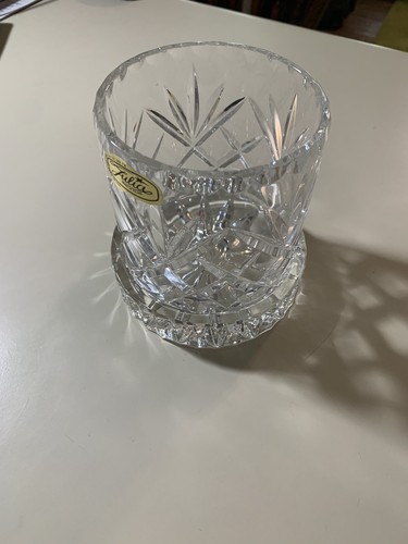 Julia Hand 24% Lead Cut Crystal 2 Pc Clear Pillar Taper Candle Holder Poland - Picture 3 of 8