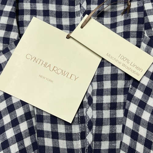NWT Cynthia Rowley Linen Gingham Blazer Womens Small Check Blue Jacket 90s Y2K - Picture 7 of 12