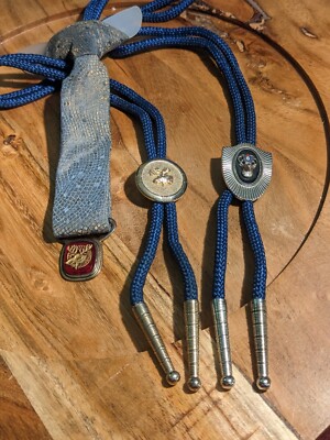 VINTAGE LOYAL ORDER OF MOOSE Collection Of 2 BOLO TIES And One Clip On L.O.O.M.