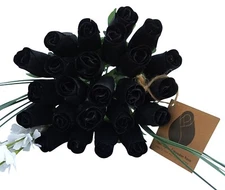 All Black Wooden Rose Bouquet. The Original Wooden Rose 1, 2, 3 Dozen