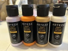 Arteza (4) Craft Acrylic A101-A402-A001-A701 Orange, Lilac, White,Gold  2oz