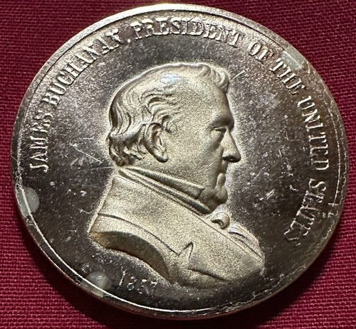 James Buchanan Presidential Labor, Virtue, Honor & Indian Peace Medal - Brass