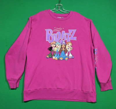 Bratz Dolls Sweatshirt Womens Large Pink Graphic Pullover Retro Teen 90s Y2K
