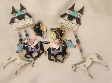 1988 Lunch at the Ritz DERBY DAY Horse Racing Enamel & Crystal Clip Earrings
