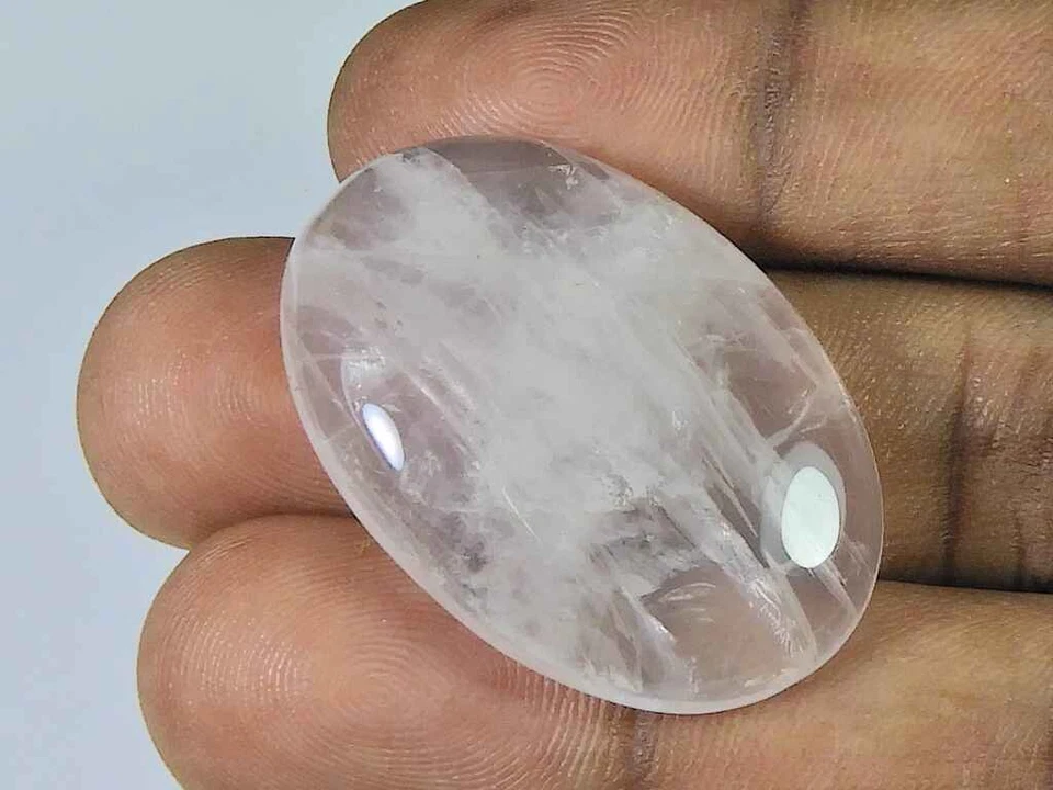 Pietra preziosa sciolta cabochon forma ovale quarzo rosa naturale 62 ct. 26X3... - Immagine 2 di 4