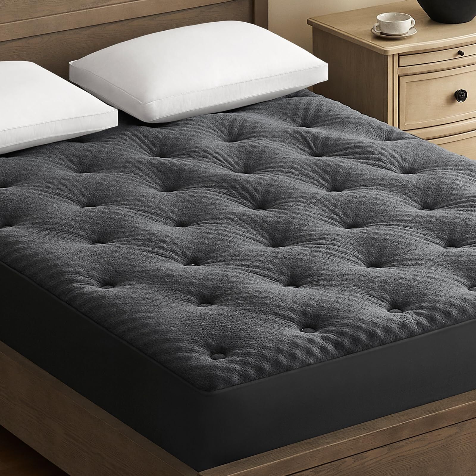 Reversible California King Mattress Pad Memory Foam Mattress Topper, Bamboo V...