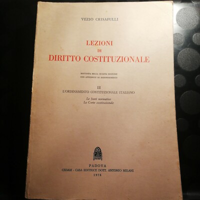 VORLESUNGEN VERFASSUNGSRECHT II, 2. Vezio Crisafulli. Cedam. 1978