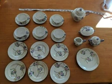 Small VIntage 26 Pc Tea Set Made Japan Teapot Cup Saucer Plate Sugar Cream RARE