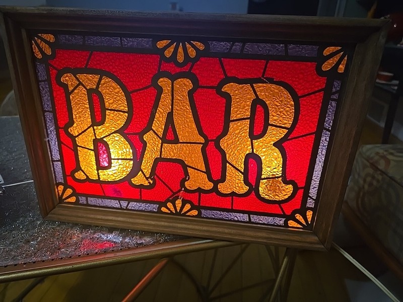 Vtg “Bar” Light by Underwriters Laboratories Stained Glass Look Proceeds Donated